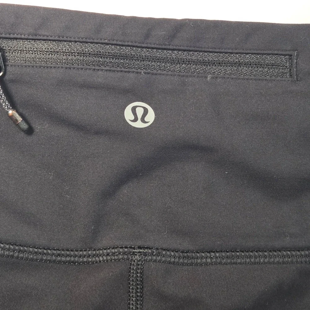 Lululemon Black Crop Leggings Womens Size 10 Running Training Activewear FLAWED